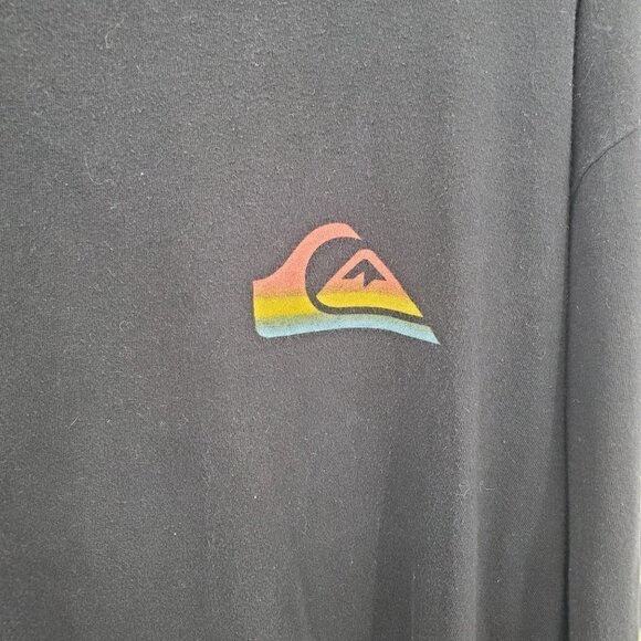 Quiksilver Logo Regular Fit Long Sleeve Top Crewneck Cotton XL Men Black Multi - Picture 2 of 10